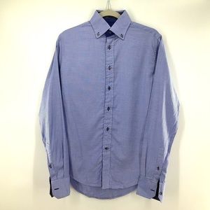 Zara Man Slim Fit Long Sleeve Button Up Blue & White Striped Like New Condition